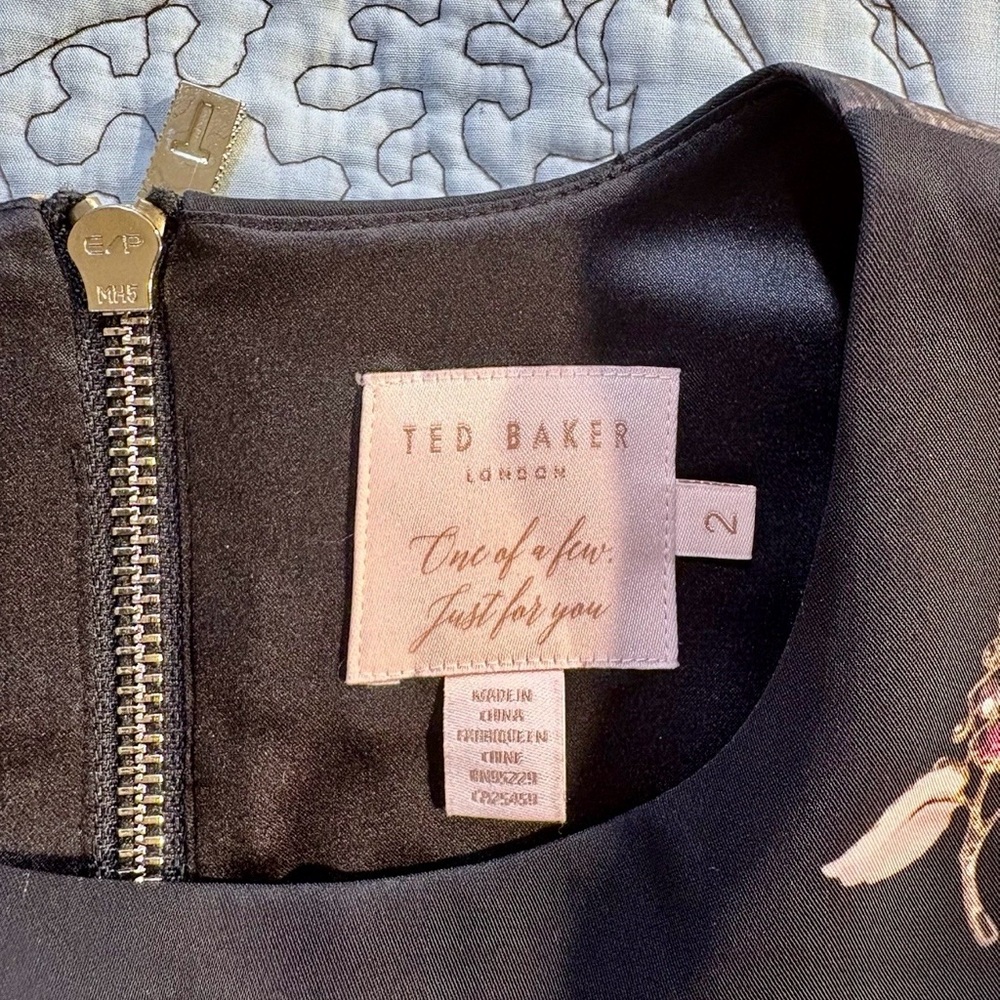 Ted Baker Lalima Pirouette Floral Side Bow Dress Black Sz 2 US 6🧡 - Picture 8 of 10